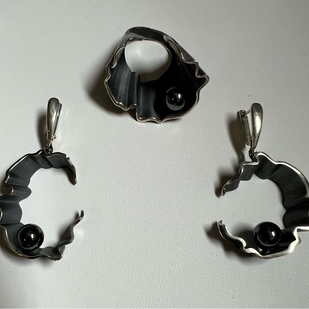 Elegant Silver and Black Jewelry Set